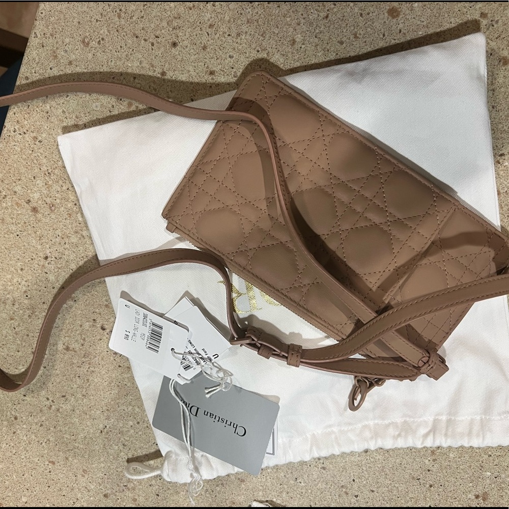 Christian Dior lady Dior wallet on strap